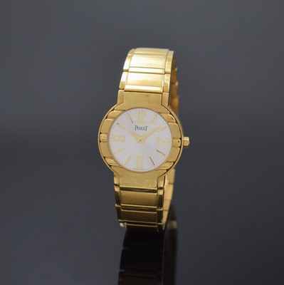 PIAGET Polo Damenarmbanduhr in GG 750/000 Referenz 27500, Schweiz um 2000, quarz, orig, Goldband m. dopp. Faltschl., Boden 6- fach verschr., silb. ...