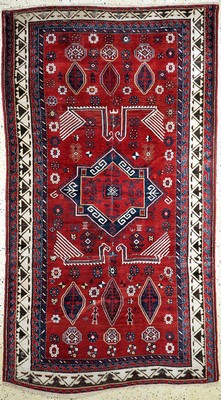 Antiker Kazak, Kaukasus, 19.Jhd, Wolle auf Wolle, ca. 285 x 160 cm, EHZ: 4, (mehrfach zusammengesetzt & restauriert).