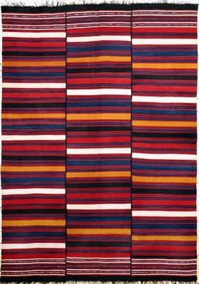 Kelim fein(3 Bahnig), Persien, Anfang 20.Jhd, Wolle auf Wolle, ca. 210 x 150 cm, EHZ: 2(kleine Restaurierungen).