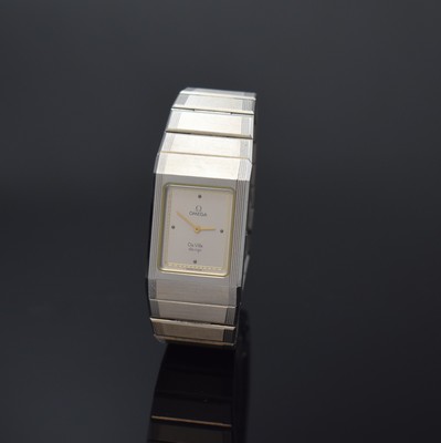 OMEGA Armbanduhr De Ville design Referenz 1387, Schweiz 1980er Jahre, quarz, Edelstahlgeh. inkl. orig. Gliederband m. Faltschl., Boden m. Darst. ...