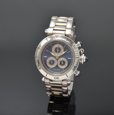 CARTIER Pasha Armbandchronograph Referenz 1352 1, Schweiz um 1999, quarz, Edelstahlgeh. inkl. Gliederband m. dopp. Faltschl., Boden 8-fach verschr., ...