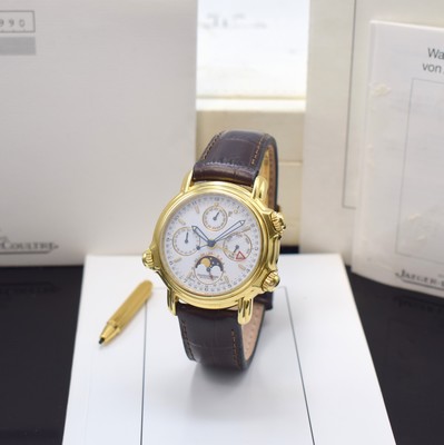 Jaeger-LeCoultre astronomische Herrenarmbanduhr Calendrier Perpetual Grand Reveil in GG 750/000 Referenz 180.1.99, Schweiz um 1992, massives Goldgeh. ...