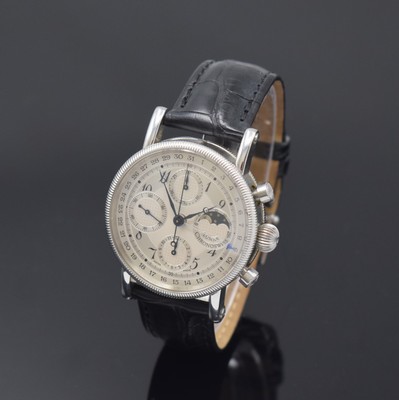 CHRONOSWISS Herrenarmbanduhr Modell Lunar Chronograph Referenz CH 7523, Schweiz um 2001, Automatik, Edelstahlgeh. inkl. Lederband m. orig. Faltschl., ...