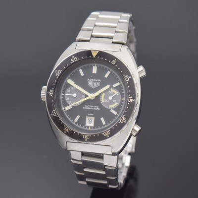 HEUER Autavia Armbandchronograph in Stahl/ Stahlband Referenz 11630, Schweiz um 1975, Automatik, verschr. Geh., orig. Krone u. Drücker, beids. ...