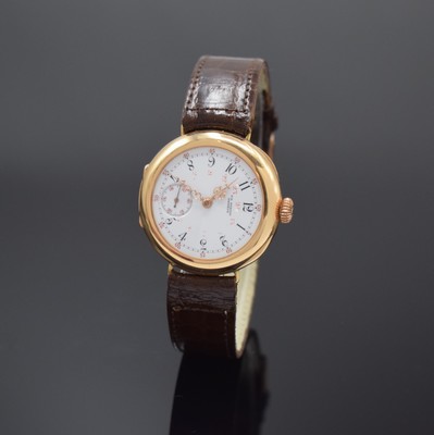 EDWARD KOEHN sehr hochwertige Taschenuhr zur Armbanduhr umgebaut in RG 750/000, Schweiz um 1900, Scharniergeh. m. Monogramm-Grav., Gold-Cuvette bez. ...