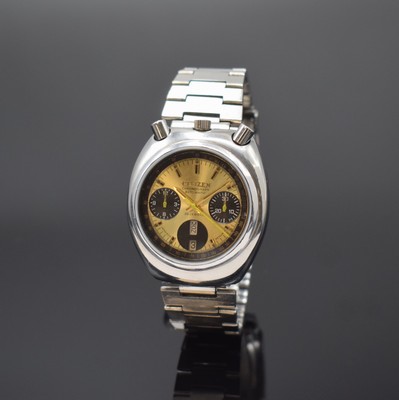CITIZEN Bullhead Armbandchronograph Referenz 4-901177K, Japan um 1972, Automatik, pultförmiges Metallgeh. inkl. orig. Gliederband m. Faltschl., ...