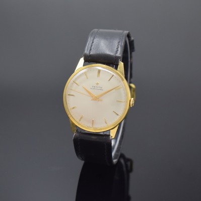 ZENITH Herrenarmbanduhr in GG 750/000 mit Hammerautomatik Kaliber 133.8, Schweiz um 1959, 2-teil. Gehäuse, Boden aufgedr., orig. Krone, silb. ...