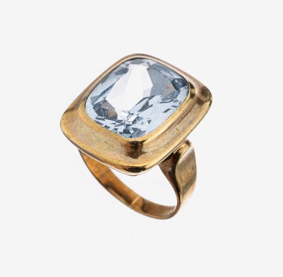 8 kt Gold Farbstein-Ring, GG 333/000, schlicht, facett. synth. Spinell, RW 51, ca. 5.7 g