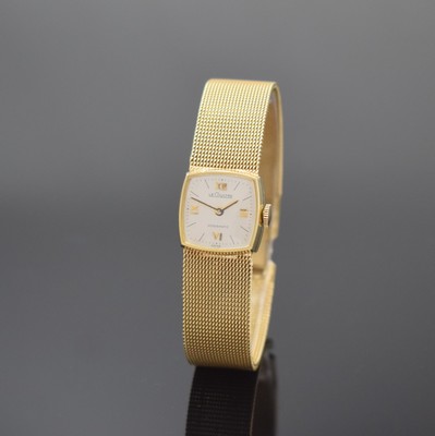 LeCOULTRE Voguematic Damenarmbanduhr in GG 585/000, Schweiz/USA um 1970, Automatik, Carré-Cambre Geh. m. anges., feinen Milanaiseband, Boden ...