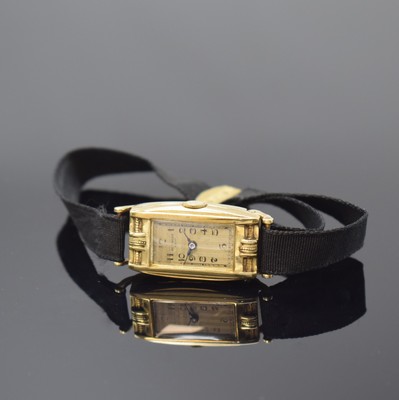 AUTORIST John Harwood seltene frühe automatische Damenarmbanduhr in GG 585/000, Schweiz um 1930, rechteck. Geh. m. seitl. Scharnier, Zeigerst. über ...