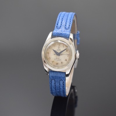 TUDOR Oyster Princess Damenarmbanduhr in Stahl Referenz 7806, Schweiz um 1950, Automatik, verschr. Oystergeh., orig. verschr. Krone, silb. Zifferbl. ...