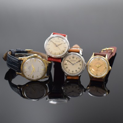 MIDO / MOVADO je 2 Armbanduhren in Stahl und Stahl/Gold, Schweiz ca. 1945 - 1960, Automatik, verschr. Geh., silb. Zifferbl. pat./fl., 2 x Movado im ...