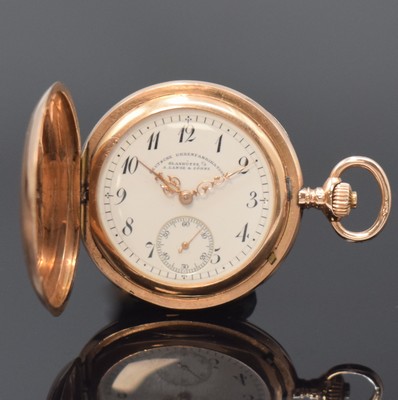 A. LANGE & SÖHNE -DUF- Damensavonette in RG 585/000, Deutschland um 1910, guill. 3- Deckel Goldgeh. dell., Monogramm-Grav. auf d. Sprungdeckel, ...
