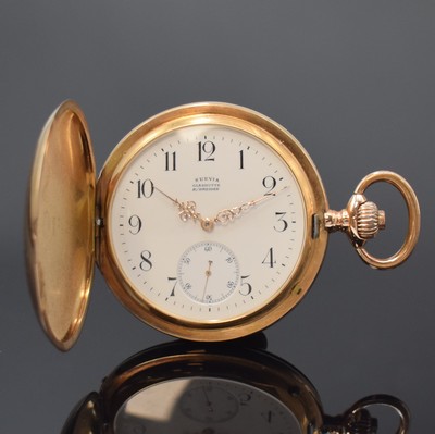 ERNST KASISKE / SUEVIA Glashütte seltene Herrensavonette in RG 585/000, Deutschland um 1910, Lucia 3-Deckel Goldgeh., grav. Monogramm auf ...