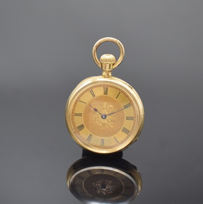 A. LANGE & SÖHNE / BRIGHT & SONS offene Damentaschenuhr in GG 750/000, Deutschland um 1875, glattes Jürgens-Geh. dell., Zeigerst. b. 1 zu rep., ...