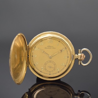 TUTIMA Glashütte vergoldete Herrensavonette, Deutschland um 1930, Geh. m. Büffel-Marke v. Gustav Rau, matt-gold. Zifferbl., gold. Breguetzahlen, ...