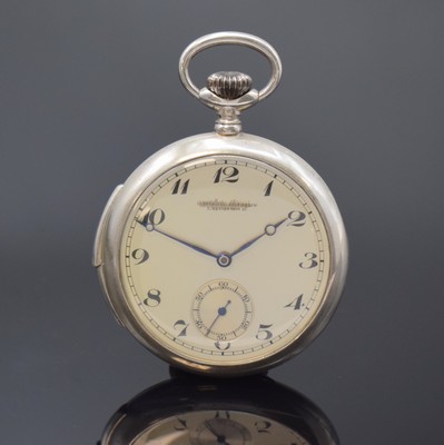 L. SPÖRING - RÖTHLIN, Lucerne offene Silbertaschenuhr mit 1/4 Repetition, Schweiz um 1910, glattes 800er Silbergeh. dell., Metallzifferbl. m. ...
