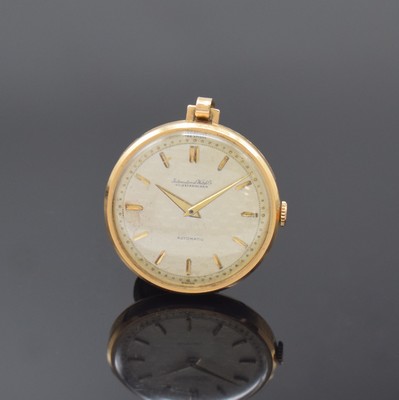 IWC Uhrwerk Kaliber 852 zur Anhängeuhr im neutralen RG 750/000 Gehäuse umgearbeitet, Werk Schweiz um 1953, Automatik, 3-teil. Geh. l. dell., Boden ...