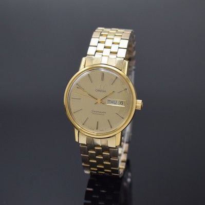 OMEGA Seamaster vergoldete Armbanduhr Referenz 166.0209, Schweiz um 1979, Automatik, orig. verg. Gliederband m. Faltschl., Boden aufgedr., ...