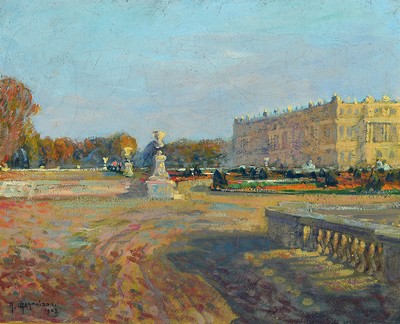 Raymond Charmaison, 1876-1955, Im Park von Versailles, Öl/Lwd, links unten sign. und dat. 02, ca. 33x41cm, R. ca. 42x50cm