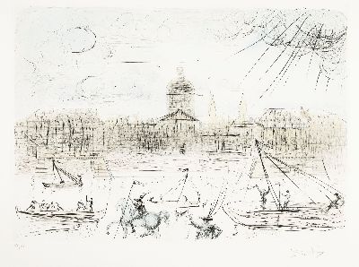 Salvador Dali, 1904-1989, L'Academie de Paris, Radierung von 1971 auf Bütten, Graveur-Arbeit nach einer Zeichnung, die Dali anläßlich seiner ...