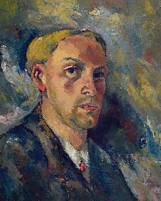 Alf Bayrle, 1900 Biberach-1982 Rotthalmünster, Selbstporträt von 1923, Öl/Lwd/Malkarton, rückseitig betitelt, datiert und signiert, ca. 51x42cm, ...