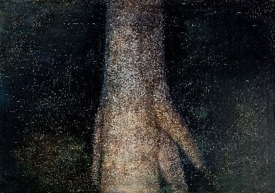 Irene Bösch, geb. 1940, Baumtorso, Öl/Lwd, mittig oben monogrammiert, rückseitig betitelt und sign., ca. 82x114cm, R. ca. 86x 118cm