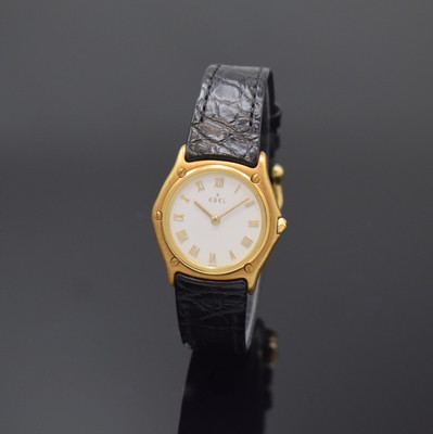 EBEL Sport Classic Damenarmbanduhr in GG 750/000 Referenz 881908, Schweiz um 1990, quarz, Monocoque-Geh., Lünette gegen Geh. 5- fach verschr., orig. ...