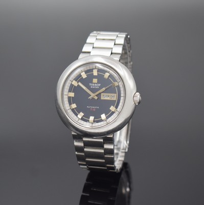 TISSOT seltene, übergroße Herrenarmbanduhr T 12 Referenz 46643 an original Gay Freres Gliederband, Automatik, Schweiz um 1971, Boden verschr., ...