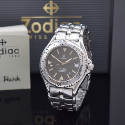 ZODIAC Herrenarmbanduhr Sea Wolf Referenz 506.50.40, quarz, Schweiz 1990er Jahre, Edelstahlgeh. inkl. Gliederband m. Faltschl. und ...
