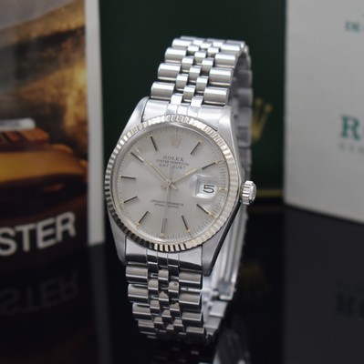 ROLEX Herrenarmbanduhr Oyster Perpetual Datejust Referenz 16014, Schweiz um 1984, Automatik, Chronometer der Superlative in Edelstahl inkl. ...