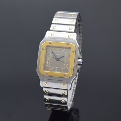 CARTIER Armbanduhr Santos Galbée Referenz 1566, Schweiz um 1995, Edelstahl/Gold kombiniert inkl. Gliederband m. Faltschl., quarz, Boden 8-fach ...
