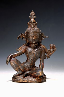 Avalokiteshvara, China Anfang 21. Jh., "Das Spiegelbild des Mondes im Wasser betrachtend", z.T. vergoldet, H. ca. 20cm
