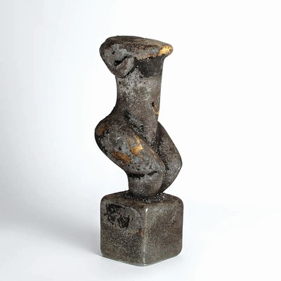 Vetro a scavo-Glasskulptur Torso, Ermanno Nason für Cenedese, Murano, Glas, graue Patina in vetro a scavo-Technik, H. 37 cm