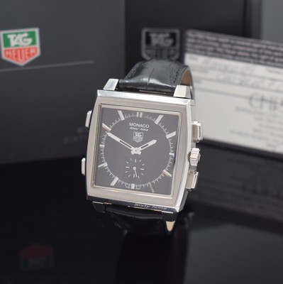TAG HEUER Monaco Sixty Nine Armbandchronograph mit 2 Werken Referenz CW9110-0, Handaufzug, Edelstahl Wendegeh., orig. Lederband m. Faltschl., ...