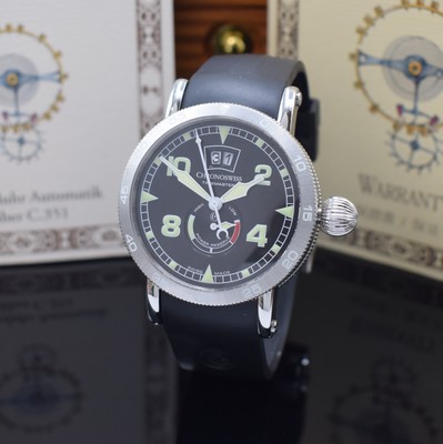CHRONOSWISS Timemaster Herrenarmbanduhr Referenz CH3533, Schweiz verk. lt. beil. Pap. 06/2012, Automatik, beids. vergl. Geh. in Stahl, Boden ...
