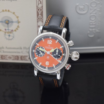 CHRONOSWISS Timemaster Flyback Armbandchronograph Referenz CH7633, Schweiz um 2007, Automatik, beids. vergl. Geh. in Edelstahl inkl. orig. Lederband ...
