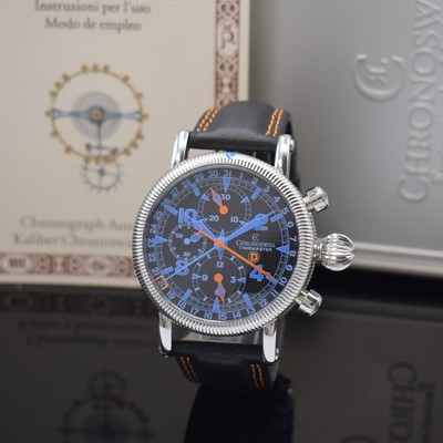 CHRONOSWISS Timemaster D Herrenchronograph Referenz CH7533, Schweiz um 2010, Automatik, beids. vergl. Geh. in Edelstahl inkl. orig. Lederband m. ...