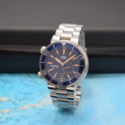 ORIS auf 1000 Stück limitierte Herrenarmbanduhr Great Barrier Reef Referenz 7609-85, Schweiz um 2010, Automatik, Edelstahlgeh. inkl. orig. ...