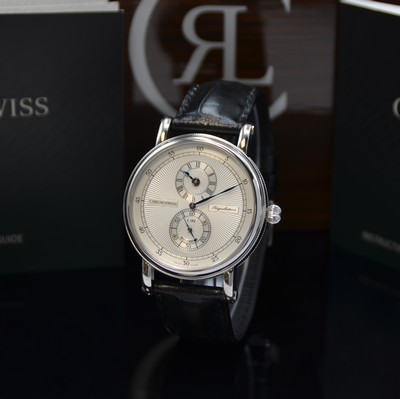 CHRONOSWISS Regulateur Herrenarmbanduhr in Stahl Referenz CH 1243.1, Schweiz verk. lt. beil. Pap. 09/2015, Automatik, beids. vergl., Boden verschr., ...