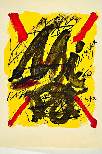 Antoni Tapies, 1923-2012, Lithographie auf Japon nacre, 1973, Ed. 9/10, aus einer Serie mit 8 graphischen Arbeiten verschiedener Künstler, ...