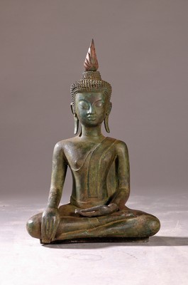 Großer Buddha, Laos, 20. Jh., Bronze, H.ca. 46 cm, ohne Sockel