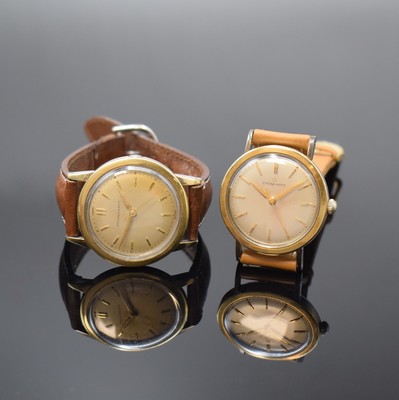 2 ETERNA-MATIC Armbanduhren, Schweiz um 1960, beide Automatik, Edelstahlgeh., Lünette und 1 x z. Teil Bandanstöße in GG, vers. Zifferblätter ...