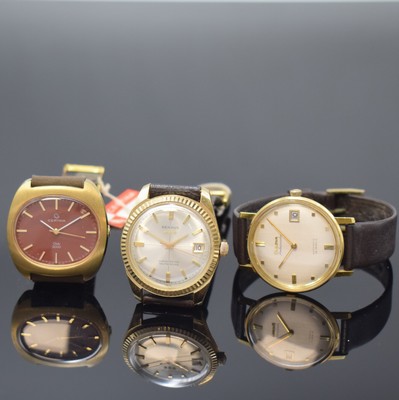 3 vergoldete Armbanduhren Benrus, Bulova und Certina, alle Schweiz 1960/70er Jahre, BENRUS Chronometer: Automatik, für den US- Markt, ...