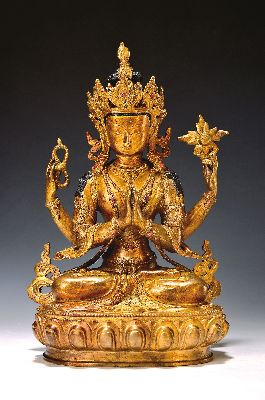 Tara, Nepal, um 1980, Nothelferin, Bronze, patiniert, H. ca. 31 cm