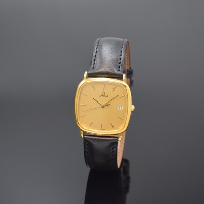 OMEGA De Ville vergoldete Armbanduhr Referenz 196.0317.1, Schweiz um 1975, quarz, Boden aufgedr., gold. Zifferbl. m. gold. Std.-Ind. u. Zeigern, ...