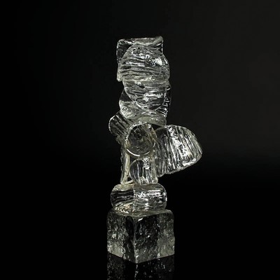 Glasskulptur, Ermanno Nason für Cenedese, Murano, 1963-72, farbloses Glas, gestapelte Glasringe auf Sockel, H. 36 cm