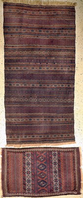 2 Lots Belutsch Kelim, Persien, 19.Jhd, Wolle auf Wolle, ca. 231 x 116 cm & ca. 130 x 81 cm, EHZ: 4