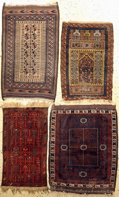 4 Lots Belutsch antik, Persien, 19.Jhd, Wolle auf Wolle, ca. 100 x 68 cm, EHZ: 4