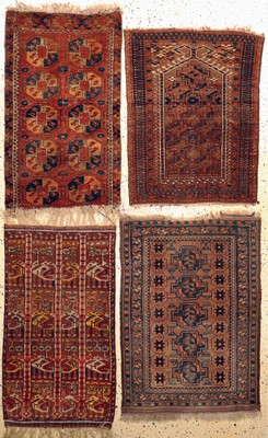 4 Lots Poshti antik, Turkmenistan, 19.Jhd, Wolle auf Wolle, ca. 91 x 68 cm, EHZ: 4